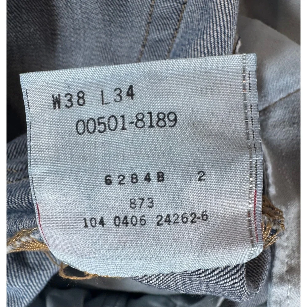 Levi's 501 Button Fly Jeans Mens Blue Denim Straight Leg Size‎ 38x34 Vintage Y2K